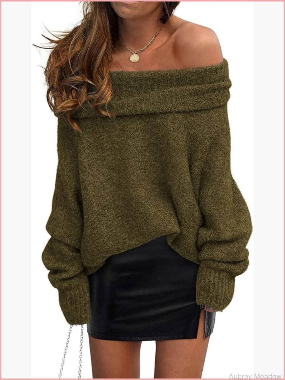 Off Shoulder Sweater Long Sleeve Loose Knit Pullover Tops Fall Winter